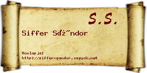 Siffer Sándor névjegykártya